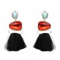 JUJIA Bohemia Ethnic Tassels Earring For Women Maxi Statement Gem Stone Long Fringe Drop Earrings Pe