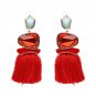 JUJIA Bohemia Ethnic Tassels Earring For Women Maxi Statement Gem Stone Long Fringe Drop Earrings Pe