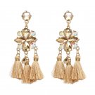 JUJIA 11 colors tassel earrings fashion women statement crystal with flower tassel Earrings for wome
