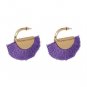 JUJIA 12 colors cotton tassel drop earring Jewelry Hot Selling Elegant matel fringe Earrings for Wom