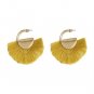 JUJIA 12 colors cotton tassel drop earring Jewelry Hot Selling Elegant matel fringe Earrings for Wom