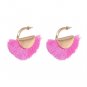 JUJIA 12 colors cotton tassel drop earring Jewelry Hot Selling Elegant matel fringe Earrings for Wom