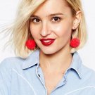 JUJIA 7 colors Ethnic Pom Pom Hoop Earrings Statement Earrings for Women pompom ball earrings wholes