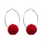 JUJIA 7 colors Ethnic Pom Pom Hoop Earrings Statement Earrings for Women pompom ball earrings wholes