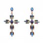 Vintage Boho Crystal Cross Drop Earrings for Women Baroque Bohemian Large Long Earrings Jewelry Brin