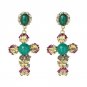 Vintage Boho Crystal Cross Drop Earrings for Women Baroque Bohemian Large Long Earrings Jewelry Brin