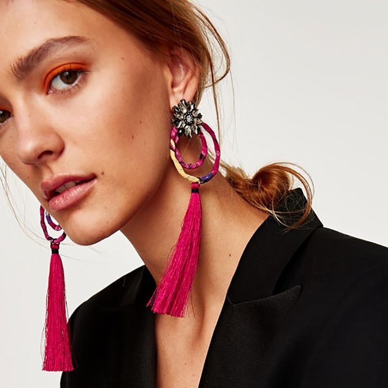 Women Brand Drop Dangle Fringed Earring Vintage Ethnic Statement Tassel Earrings Big Earrings Fashio