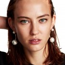 JUJIA  New statement fashion simple double simulated pearl earrings drop Earrings for party wedding 