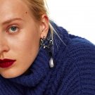 JUJIA 3 colors statement fashion crystal simulated pearl earrings long drop Earrings for party weddi
