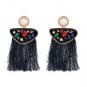 JUJIA 6 colors crystal Tassel Earring luxe statement fashion fringed statement drop earring Fringing