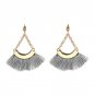Big Fan Shape Fringe Jewelry Vintage 2017 New Arrival Long Tassel Earrings Pom Pom Statement Women E