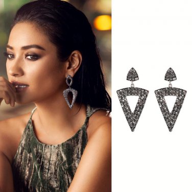 JUJIA Hot Sale 2017 High Quality Full Rhinestones Triangle Wedding Women Drop Earrings Long Earrings