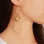 Steampunk Gold Palted Double Big Circles Dangle Earring Female Statement Drop Earrings For Women Bij