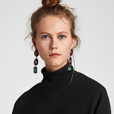 Hot Sale Elegant  Classic Pendientes Mujer New Colorful Crystal Water Drop Dangle Earrings For Women