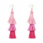 JUJIA Vintage Fashion Fringed Boho Tassel Earrings Colorful Statement Jewelry Long Drop Earrings pen