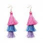 JUJIA Vintage Fashion Fringed Boho Tassel Earrings Colorful Statement Jewelry Long Drop Earrings pen