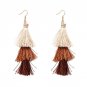 JUJIA Vintage Fashion Fringed Boho Tassel Earrings Colorful Statement Jewelry Long Drop Earrings pen