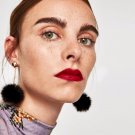 JUJIA Trendy Fashion Pom Pom Earrings Charm Women Statement Dangle Drop Earrings For Women Accessori