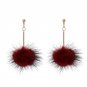 New Korean Fashion Accessories Pom Pom Fur Ball Long earring Mink hair Pom Pom Drop Earrings for wom