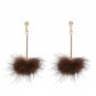 New Korean Fashion Accessories Pom Pom Fur Ball Long earring Mink hair Pom Pom Drop Earrings for wom