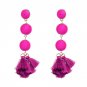 JUJIA Boho Tassel Dangle Earring Jewelry Pom Pom Drop Earrings For Women Wedding Statement Fringing