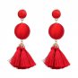JUJIA Boho Tassel Dangle Earring Jewelry Pom Pom Drop Earrings For Women Wedding Statement Fringing