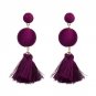 JUJIA Boho Tassel Dangle Earring Jewelry Pom Pom Drop Earrings For Women Wedding Statement Fringing