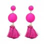 JUJIA Boho Tassel Dangle Earring Jewelry Pom Pom Drop Earrings For Women Wedding Statement Fringing