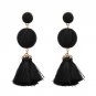 JUJIA Boho Tassel Dangle Earring Jewelry Pom Pom Drop Earrings For Women Wedding Statement Fringing