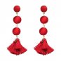JUJIA Boho Tassel Dangle Earring Jewelry Pom Pom Drop Earrings For Women Wedding Statement Fringing
