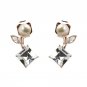 Cute Classic Simulated Pearl stud earrings Square Crystal Minimal earrings for women girl JUJIA jewe