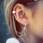 Punk Personality EarClip Tassel leaf Charm Metal Ear Stud Earring GD