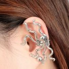 Tone Ear Wrap Cuff Octopus Single Earrings Non Piercing Clip On Silver