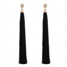 Bohemian Earrings Women Long Tassel Fringe Dangle Earrings Black
