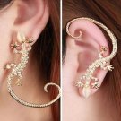 Crystal Rhinestone Ear Cuff Earrings Luxury Gecko Stud Earrings Gold