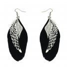Angel Metal Wing Bohemian Handmade Vintage Feather Long Drop Earrings BK