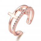 Fashion Hot Sale Classic Cross Gold color Crystal Jewelry Adjustable Rings For Women Girls Party Val