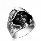 fashion Men Tough guy punk style Retro grim Reaper skull rings high quality 316L Biker free delivery
