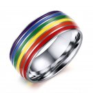 Rainbow LGBT Rings Jewelry Engagement Party Bagues Titanium 316L Stainless Steel Bands For Couple Lo