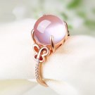 Pink Stone Rings Jewelry For Women Butterfly Seting Adjustable Hollow Style Clear Crystal Accessory 