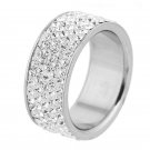 MCSAYS Fashion Jewelry 5 Row Clear Crystal Stainless Steel Engagement Rings Iced Out Bling CZ Ring Y