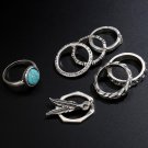 7Pcs/Set Vintage Silver Arrow Moon Finger Knuckle Rings Jewelry Gift