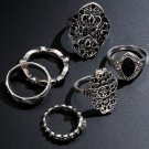 6Pcs/Set Vintage Silver Arrow Moon Finger Knuckle Rings Jewelry Gift