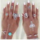 DIEZI 8PCS/Set Boho Bohemia knuckle Ring Vintage Beach Elephant Rings For Women Men Carving Tibetan 