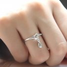 Woman New Fashion Silver Color Water Droplets Ring For Women Opening Adjustable Cute Heart-shaped Cr