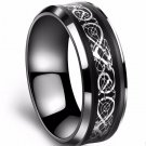 Black 316L Stainless steel Ring for Wedding Band blue Carbon Fiber Ring des Nibelungen Dragon rings 