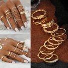 12Pcs/Set Fashion Vintage Metal Gold Boho Simple Finger Knuckle Rings Sets Women Lady Beach Rings Je