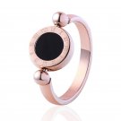 Trendy Wedding Bands Rings Can Be Rotated Roman Letters Two-Sided Shell And Enamel Ring Top Quality 