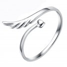 R352 Adjustable Size Silver Plated Ring Fashion Exquisite Angel Wing Heart Love Rings Jewelry for wo