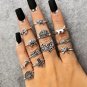docona Vintage 12 pcs/ set Cactus Elephant Fox Rings Set Bohemia Hollow Bird Lion Shape Carved Midi 